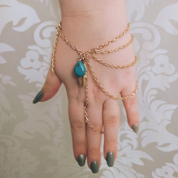 🍨BOGO 50% OFF🍨 Turquoise Linked Ring Bracelet - Picture 3 of 5